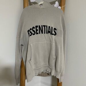 Essentials knit hoodie in Moss color